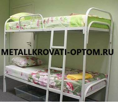 Кровать двухъярусная металлическая 2С-2У2 усиленная с двойной ножкой и двойным усилением с матрасом